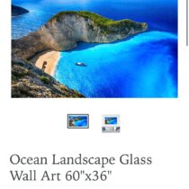 Ocean Landscape Glass Wall Art 60"x36"