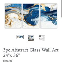 3pc Abstract Glass Wall Art 24"x36"