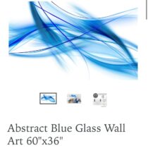 Abstract Blue Glass Wall Art 60"x36"