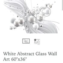 White Abstract Glass Wall Art 60"x36"
