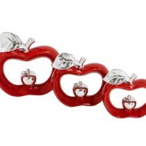 3pc Red Apple Hollow Sculpture Set
