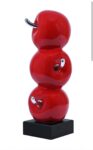 3pc Red Stacked Apples Sculpture