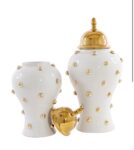 White & Gold Studded Ginger Jar Set