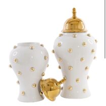White & Gold Studded Ginger Jar Set