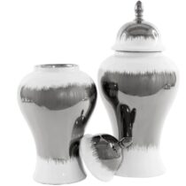 White & Silver Ombre Ginger Jar Set