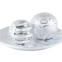 2pc Silver Decorative Balls on Tray